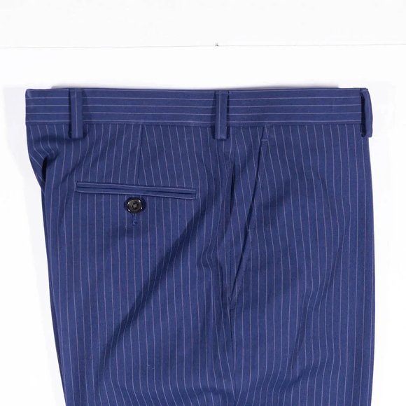 Ralph Lauren Boys Pants Blue Striped Straight Leg Lined Trousers 20R 30" Waist - Picture 5 of 8